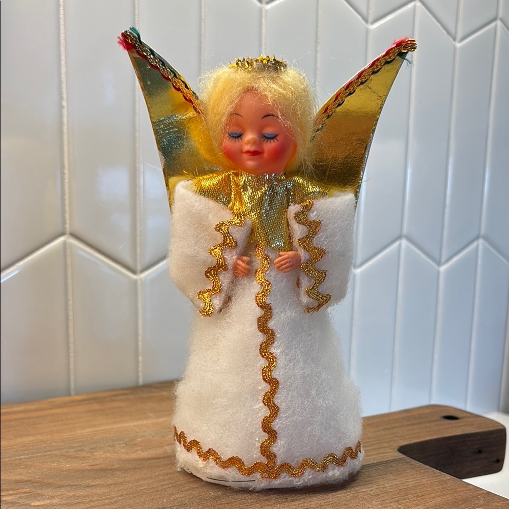 Vintage Angel Tree Topper 7.5” rubber face